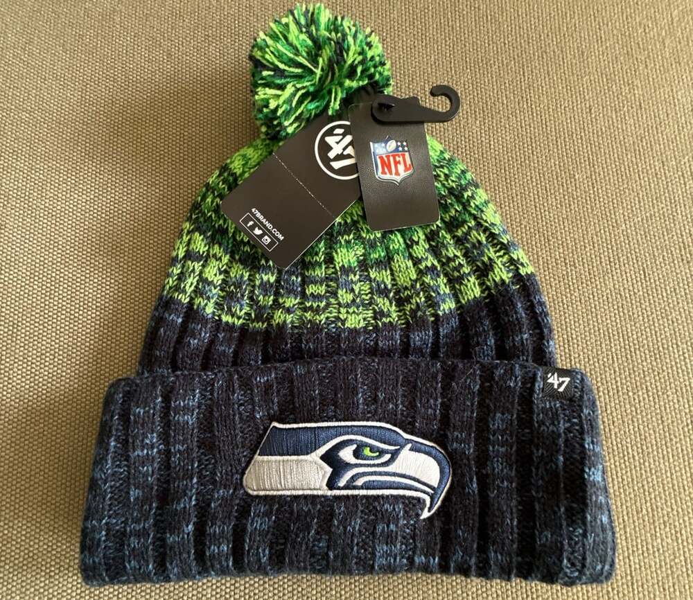47 Brand Seattle Seahawks NFL Static Cuff Knit Pom Hat Beanie